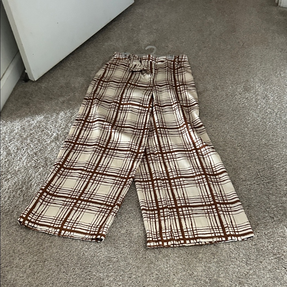 Plaid women’s Pants in Brown and Cream